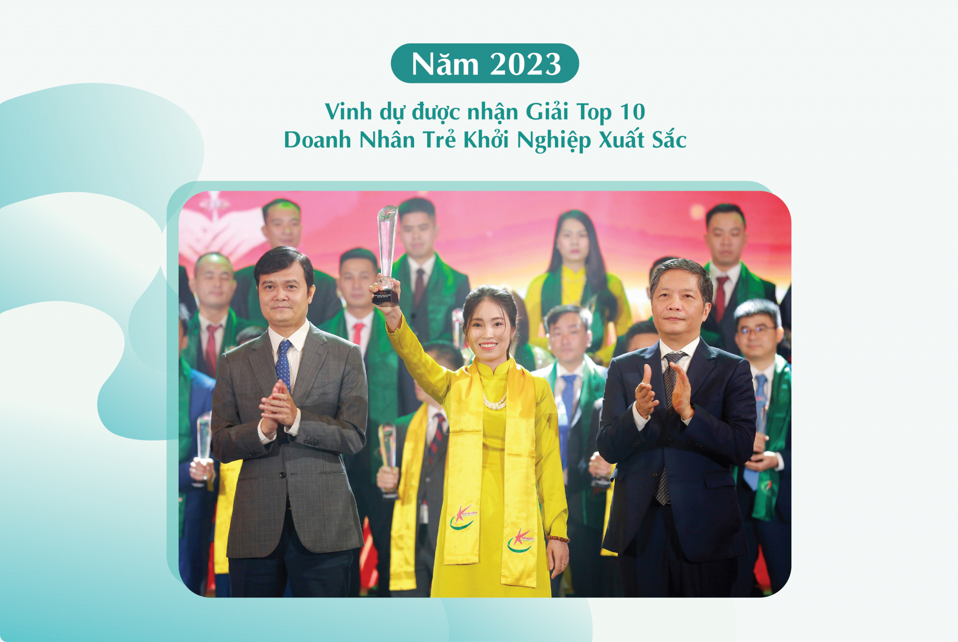 Năm 2023 Chị Hạnh vinh dự nhận giải “Top 10 Doanh nhân trẻ khởi nghiệp xuất sắc”